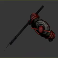 Armored Warrior Character In Red Armor With Large Battle Axe And Intricate Design