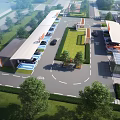 Eco Friendly Parking Lot With Green Grass Trees And Shaded Parking Spaces