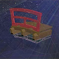 Red Bridge Scenic Structure With Wooden Base And Starry Blue Light Background