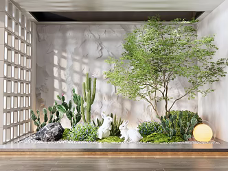 Modern landscape sketch indoor plant landscape 3d model