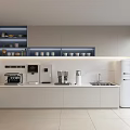 Modern Pantry Interior With Bright Design White Cabinets Coffee Machine Water Dispenser And Shelves