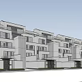 Modern Multi story Townhouse Exterior Design With Geometric Facade And Balconies