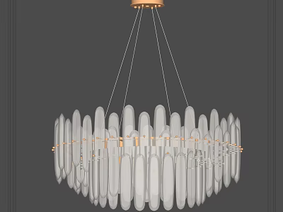 Modern Chandelier Design With Transparent Glass Elements And Gold Accent Frame 3d model