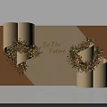 Sign In Backdrop With Scroll Design And Floral Decorations Featuring Be The Future Text 3d model