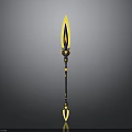 Decorative Ancient Style Spear With Yellow Spearhead Black Shaft And Gold Accents