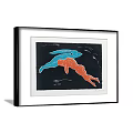 Framed Wall Artwork With Blue And Orange Human Figures On Black Background 3d model