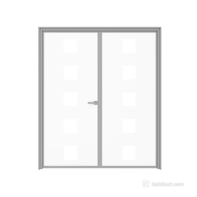 Modern Double Glass Doors With Square Panels For Stylish Interior Design 3d model 