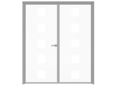 Modern Double Glass Doors With Square Panels For Stylish Interior Design 3d model