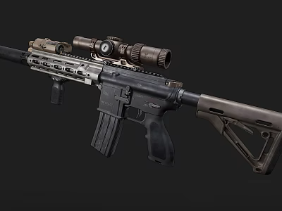 Modern Tactical Rifle Featuring Sniper Scope Metallic Components Detachable Magazine And Adjustable Stock 3d model