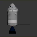 Silver Metallic Spacecraft Model Featuring Blue Base And Modern Design Details 3d model