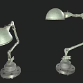 Vintage Metal Table Lamps With Adjustable Arm Dome Shade And Round Base