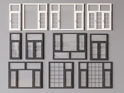 Window broken bridge aluminum casement window inner opening guide glass bay window glass casement window door combination 3d model