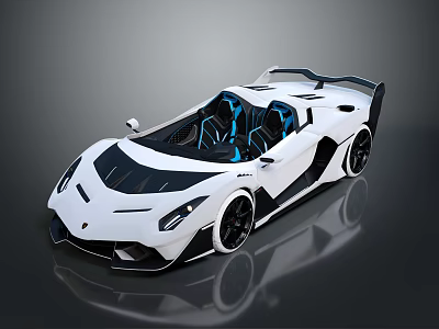 White Convertible Sports Car With Sleek Aerodynamic Design Blue Interior And Black Wheels 3d model