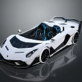 White Convertible Sports Car With Sleek Aerodynamic Design Blue Interior And Black Wheels