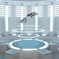Futuristic Rifle 3D Rendered with Black and Orange Details Scope and Tactical Accessories