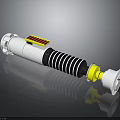 Futuristic Sci Fi Weapon With White Yellow Red Components Black Striped Grip And Yellow Tip