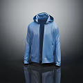 Blue Hooded Jacket With Zipper Front And Sleek Modern Design 3d model