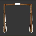 Wooden Decorative Canopy Structure With White Curtains And Frame Design 3d model
