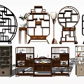Intricate Traditional Chinese Wooden Display Shelves For Antiques And Decor Items