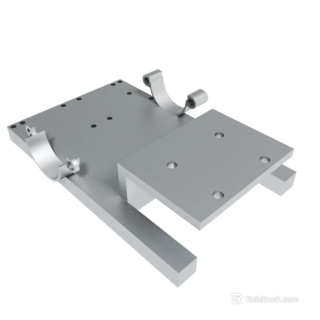 Precision Engineered Metal Mechanical Part With Mounting Brackets And Holes 3d model 