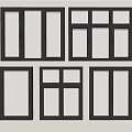 Various Modern Window Designs With Black Frames And Transparent Glass Panels 3d model