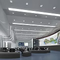 Modern Monitoring Room Interior With Multiple Displays Control Consoles And Large Map