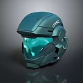 Sleek Futuristic UNSC Helmet in Teal Color with Transparent Visor and Modern Design