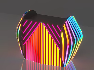 Modern Commercial Equipment With Colorful Neon Stripes And Vibrant Lighting Design 3d model