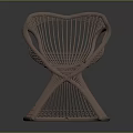 Modern Artistic Woven Chair In Light Pink With Curved Backrest And Unique Base