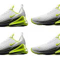 White and Neon Green Lightweight Sports Sneakers with Breathable Mesh and Sporty Design