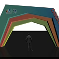 China Eurasia Expo Conference Venue With Podium Backdrop Tables Chairs And Water Bottles