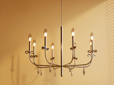 Elegant Chandelier With Multiple Arms Candle Shaped Bulbs And Decorative Pendants 3d model