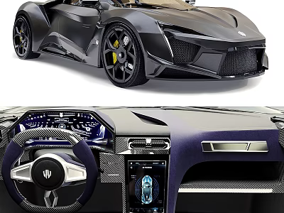 Sleek Sports Car Exterior And Luxurious Interior With Dashboard Steering Wheel And Infotainment Screen 3d model