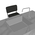 Modern Double Bowl Stainless Steel Sink with Tall Faucet and Glass Cups on Countertop