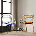 Modern Transparent Leisure Chairs In Blue And Gold For Living Room Interior