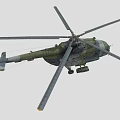 Detailed Military Camouflage Helicopter With Rotors Fuselage And Equipment Structure