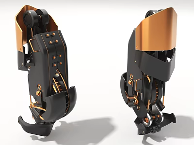 Industrial Equipment Mechanical Prosthesis with Black Gold Metallic Joints and Precision Structure 3d model