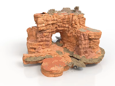 Wood And Stone Composite Rock Structure Featuring Holes And Layered Texture 3d model