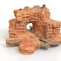 Wood And Stone Composite Rock Structure Featuring Holes And Layered Texture