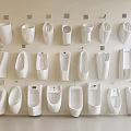 Assorted Urinals Collection Mounted On Wall With Diverse Shapes And Designs