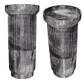 Two Freestanding Marble Washbasins With Vertical Striped Pedestal Design And Smooth Surface