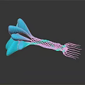 Blue Biomorphic Organism Featuring Petal Like Structures Braided Stem And Slender Tendrils