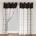 Elegant Home Curtains With Brown Top And White Diamond Pattern Design 3d model