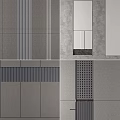 Modern Gray Textured Background Wall Design With Striped And Perforated Panels 3d model