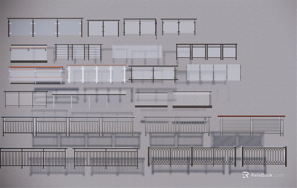 Various Fence Designs Showcasing Different Styles And Materials For Outdoor Use 3d model