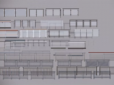 Various Fence Designs Showcasing Different Styles And Materials For Outdoor Use 3d model