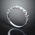 Elegant Silver Fashion Ring With Round Gemstones On Simple Curved Metallic Band