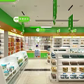 Modern Pharmacy Store Interior With Bright Lighting Organized Shelves And Health Products