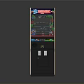 Classic Arcade Game Machine With Bright Orange Cabinet And Colorful Game Display Screen