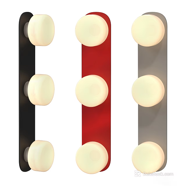 Modern Black Red Grey Wall Sconces With Three Round Lights For Home Interior Decor 3d model